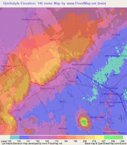 Ujmihalyfa,Hungary Elevation Map