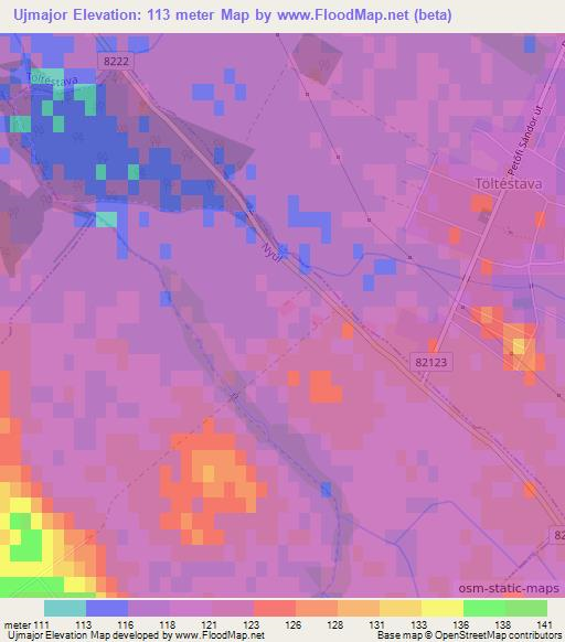 Ujmajor,Hungary Elevation Map