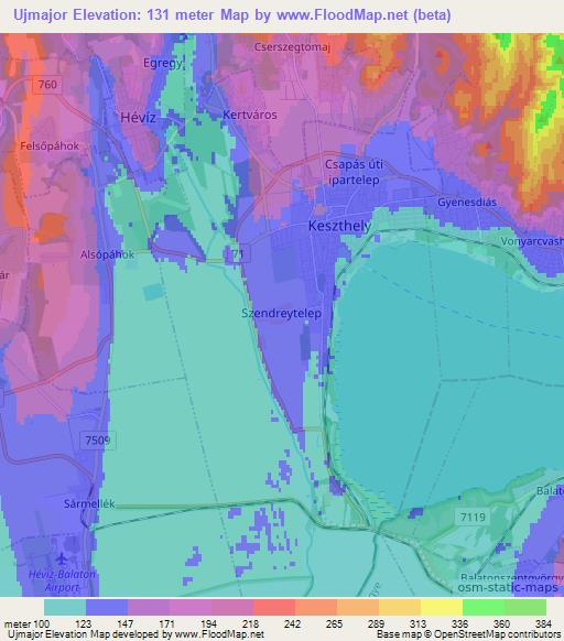 Ujmajor,Hungary Elevation Map