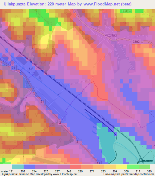 Ujlakpuszta,Hungary Elevation Map