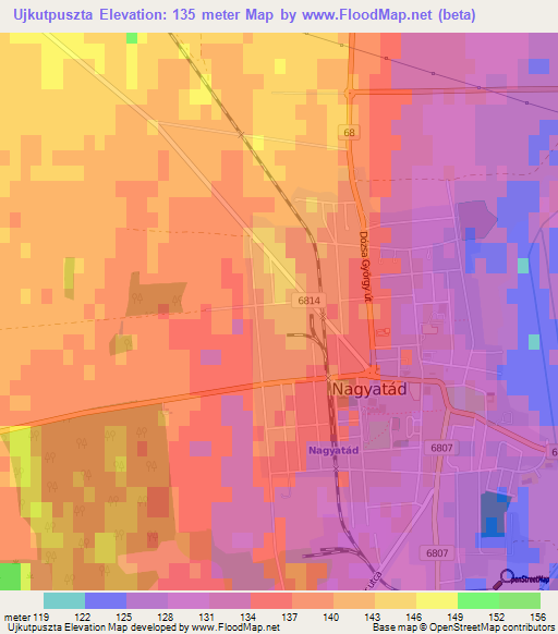 Ujkutpuszta,Hungary Elevation Map
