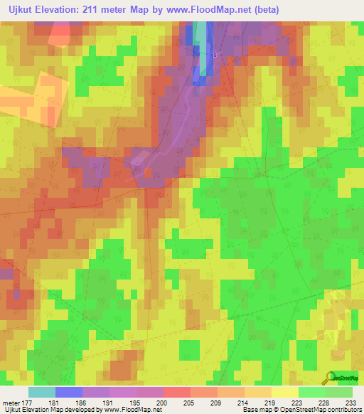 Ujkut,Hungary Elevation Map