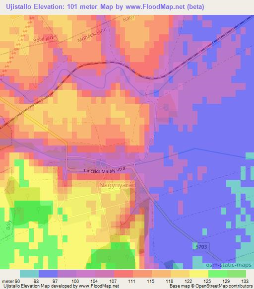 Ujistallo,Hungary Elevation Map