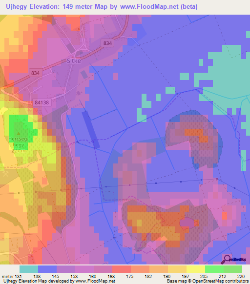 Ujhegy,Hungary Elevation Map