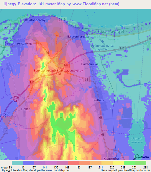 Ujhegy,Hungary Elevation Map