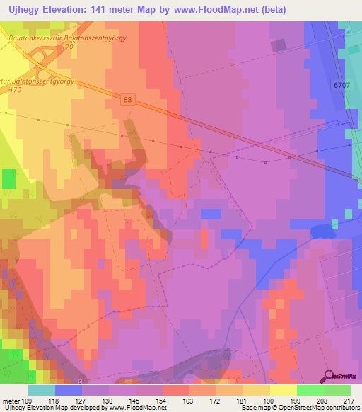 Ujhegy,Hungary Elevation Map