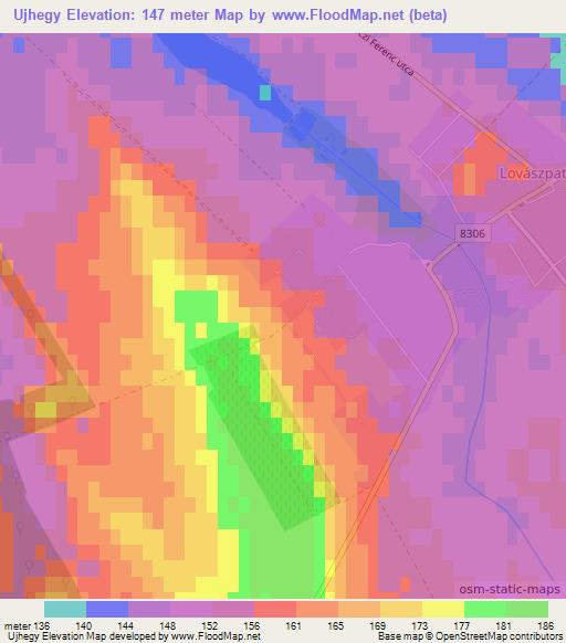 Ujhegy,Hungary Elevation Map