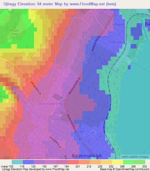 Ujhegy,Hungary Elevation Map