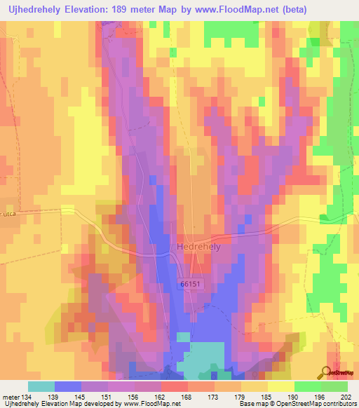 Ujhedrehely,Hungary Elevation Map