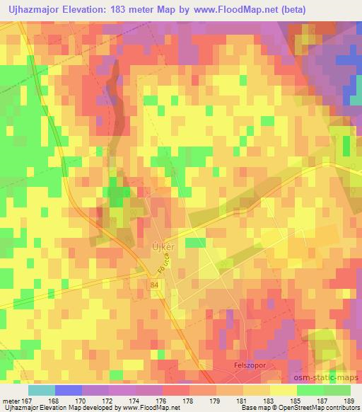 Ujhazmajor,Hungary Elevation Map