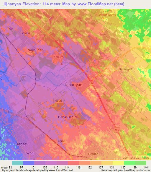 Ujhartyan,Hungary Elevation Map