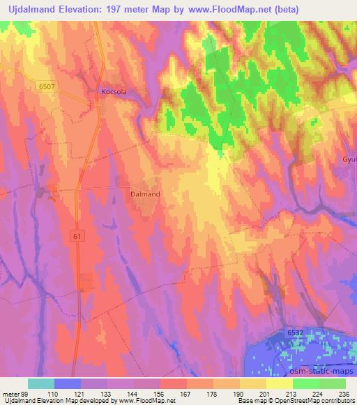 Ujdalmand,Hungary Elevation Map