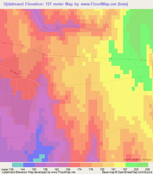 Ujdalmand,Hungary Elevation Map