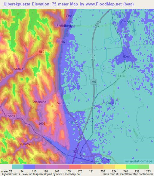 Ujberekpuszta,Hungary Elevation Map