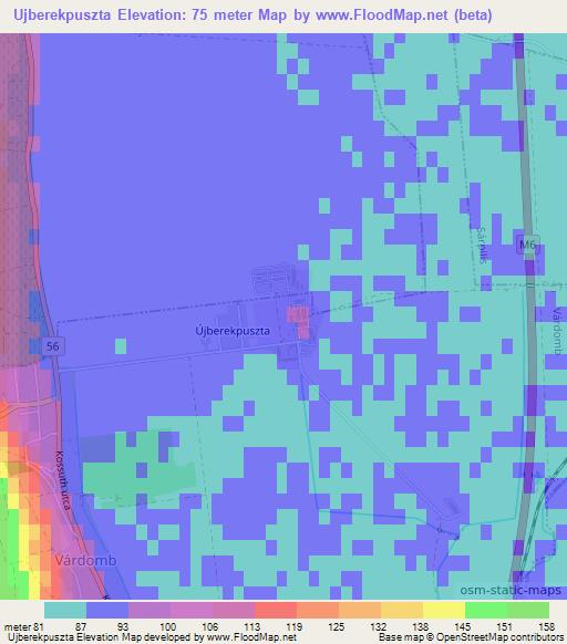 Ujberekpuszta,Hungary Elevation Map