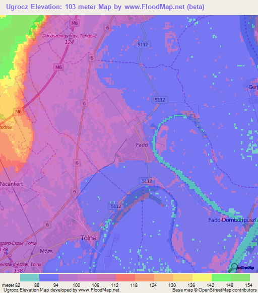 Ugrocz,Hungary Elevation Map