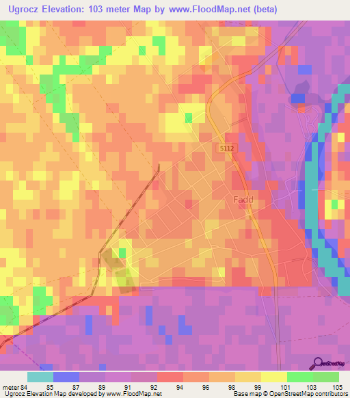 Ugrocz,Hungary Elevation Map