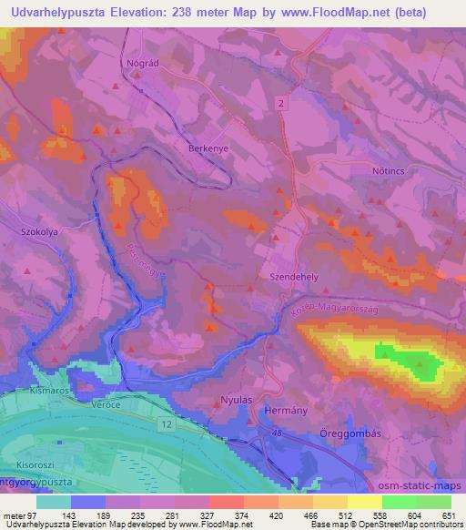 Udvarhelypuszta,Hungary Elevation Map
