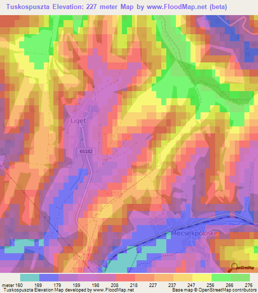 Tuskospuszta,Hungary Elevation Map