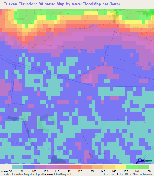 Tuskes,Hungary Elevation Map