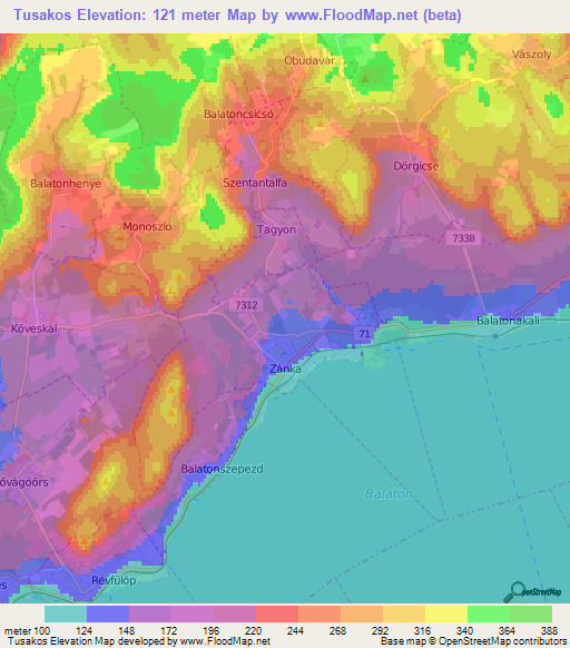 Tusakos,Hungary Elevation Map