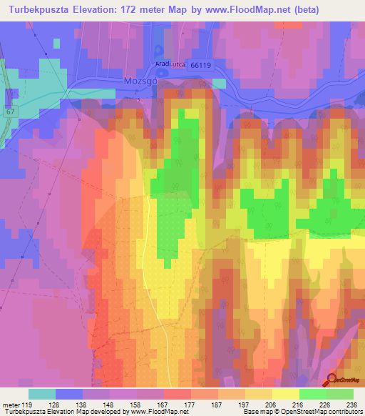 Turbekpuszta,Hungary Elevation Map