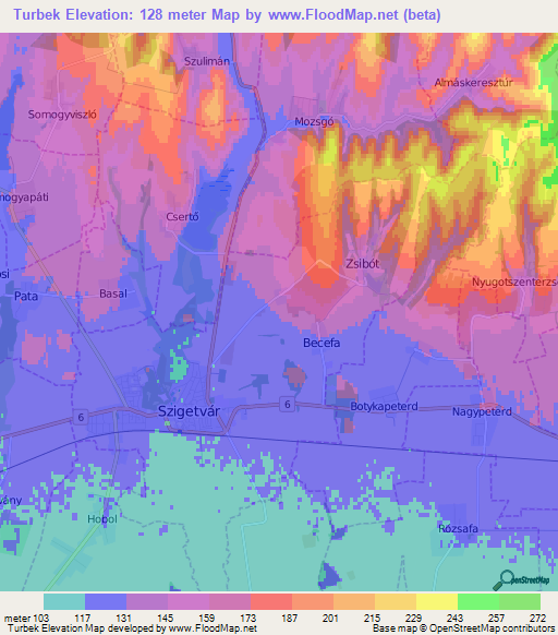 Turbek,Hungary Elevation Map