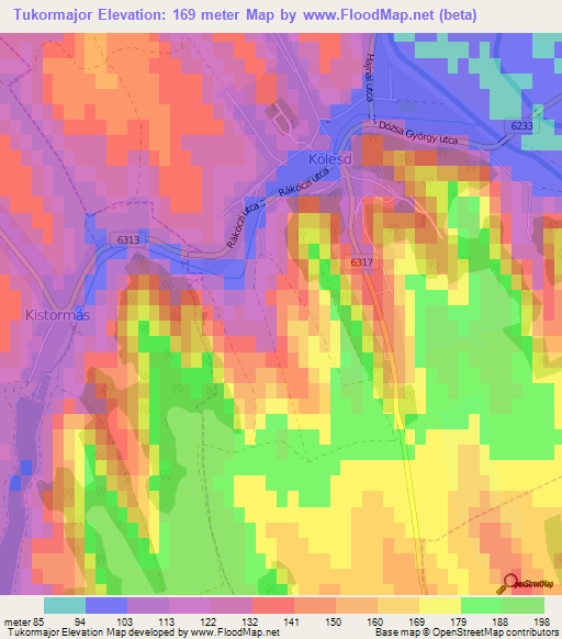 Tukormajor,Hungary Elevation Map