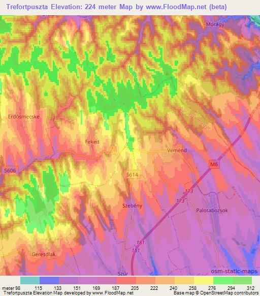 Trefortpuszta,Hungary Elevation Map