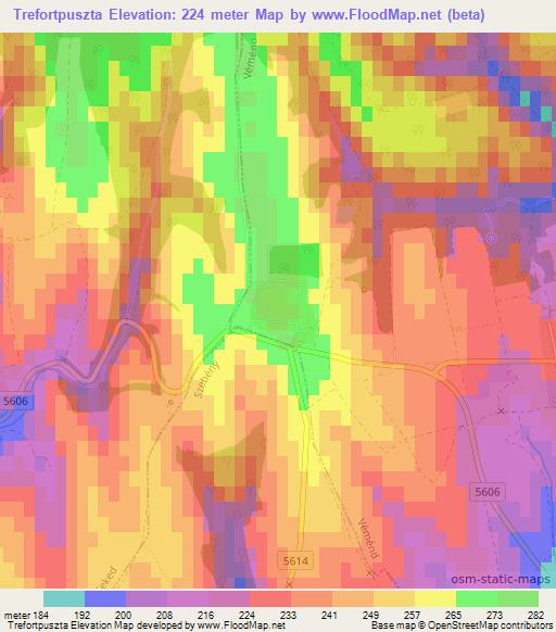 Trefortpuszta,Hungary Elevation Map