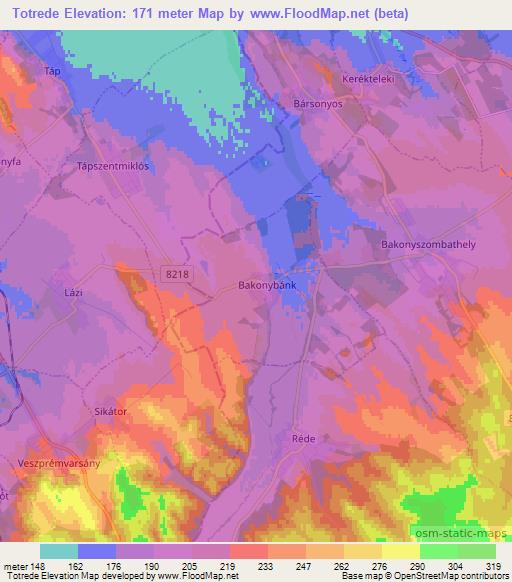 Totrede,Hungary Elevation Map