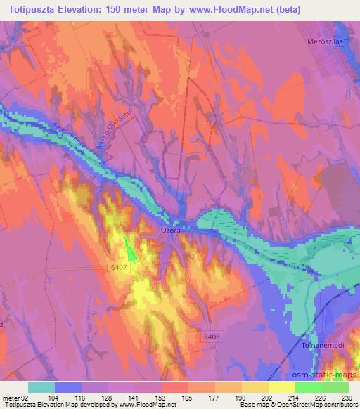 Totipuszta,Hungary Elevation Map