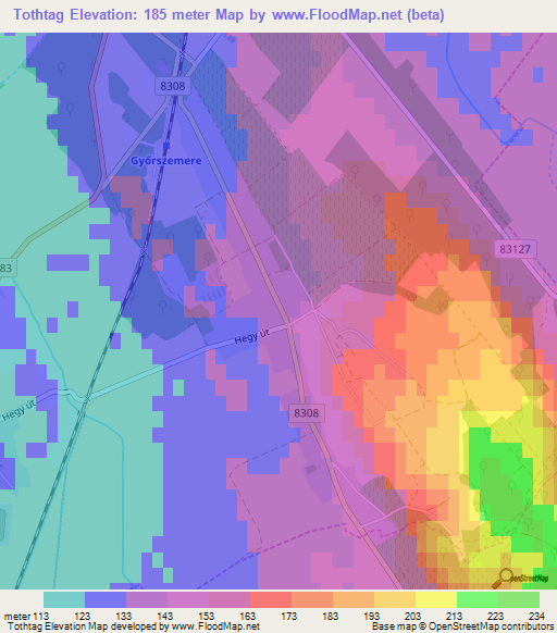 Tothtag,Hungary Elevation Map