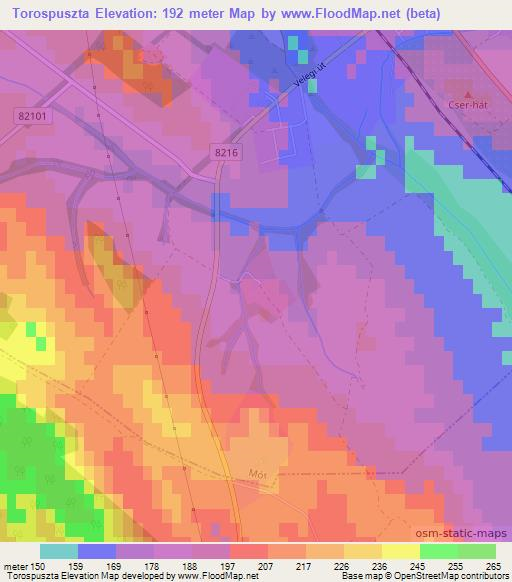 Torospuszta,Hungary Elevation Map