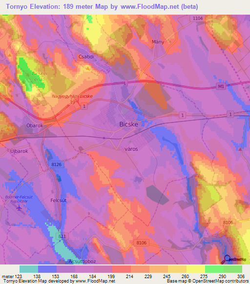 Tornyo,Hungary Elevation Map