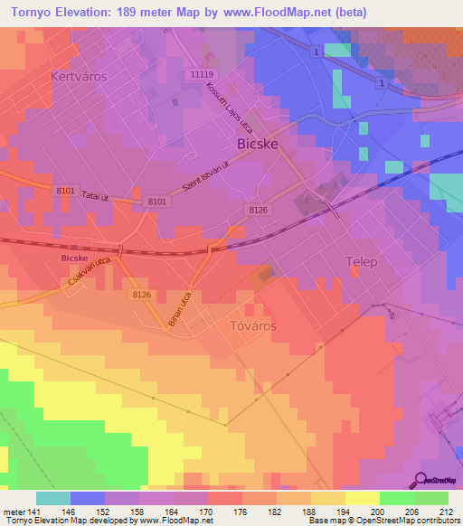 Tornyo,Hungary Elevation Map