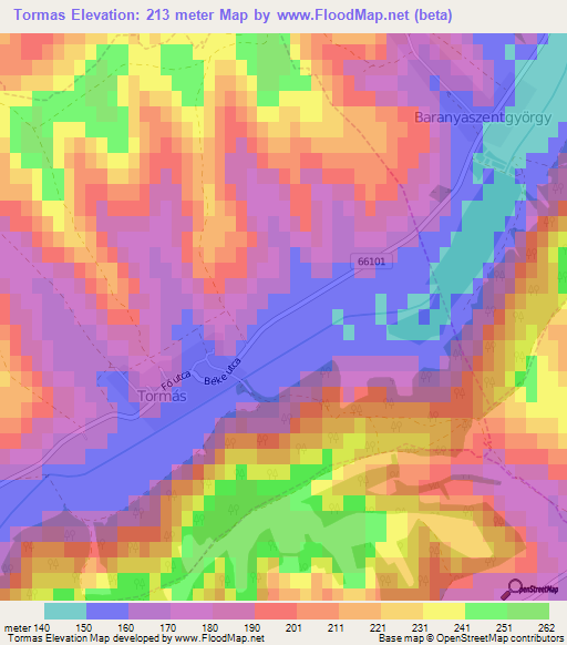 Tormas,Hungary Elevation Map