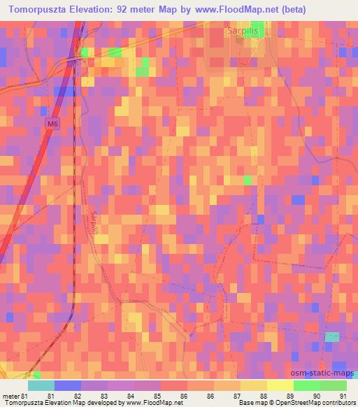 Tomorpuszta,Hungary Elevation Map