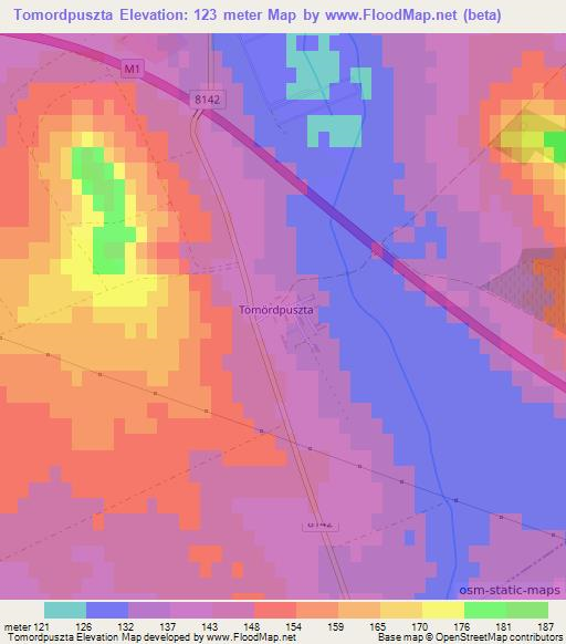 Tomordpuszta,Hungary Elevation Map