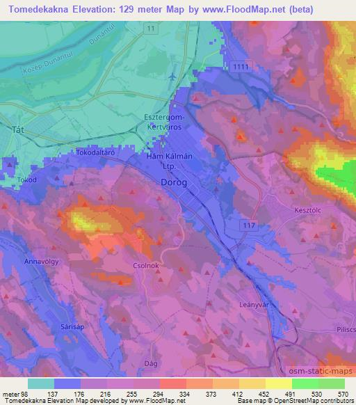 Tomedekakna,Hungary Elevation Map