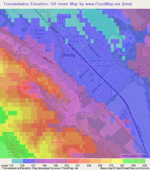 Tomedekakna,Hungary Elevation Map