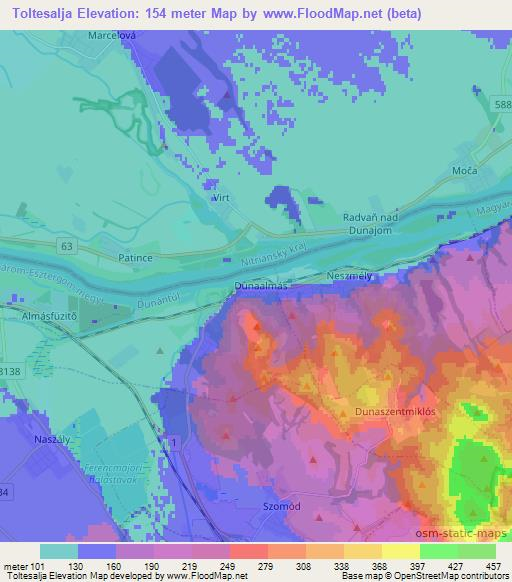 Toltesalja,Hungary Elevation Map