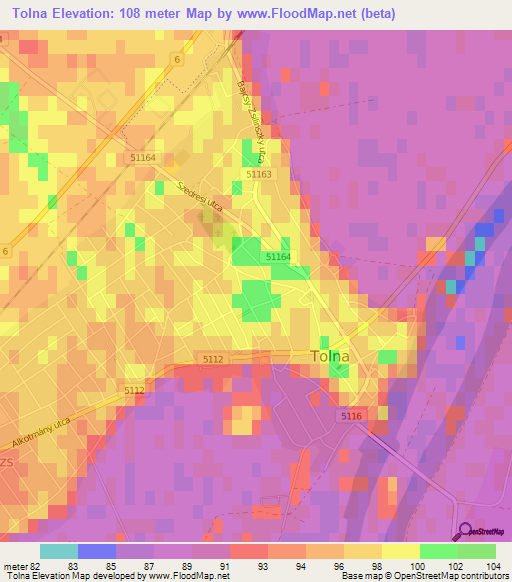 Tolna,Hungary Elevation Map
