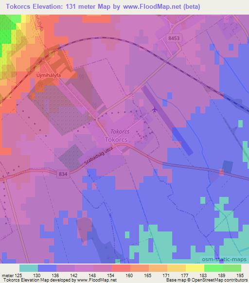 Tokorcs,Hungary Elevation Map