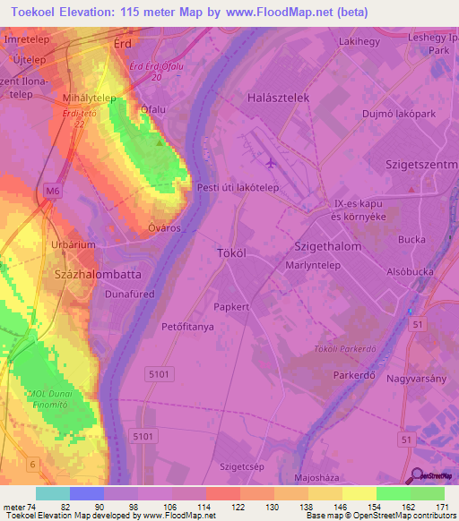 Toekoel,Hungary Elevation Map