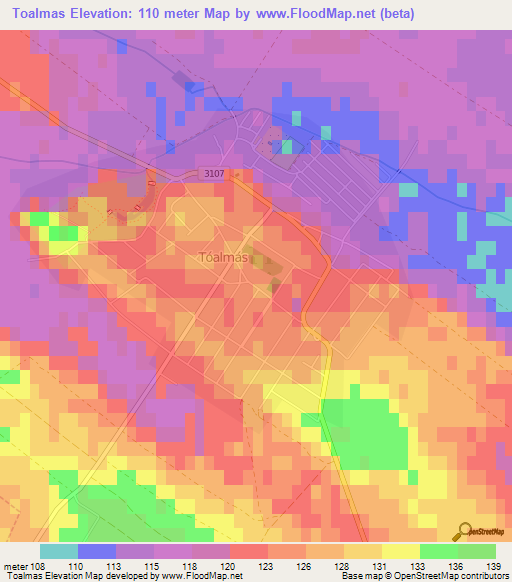 Toalmas,Hungary Elevation Map