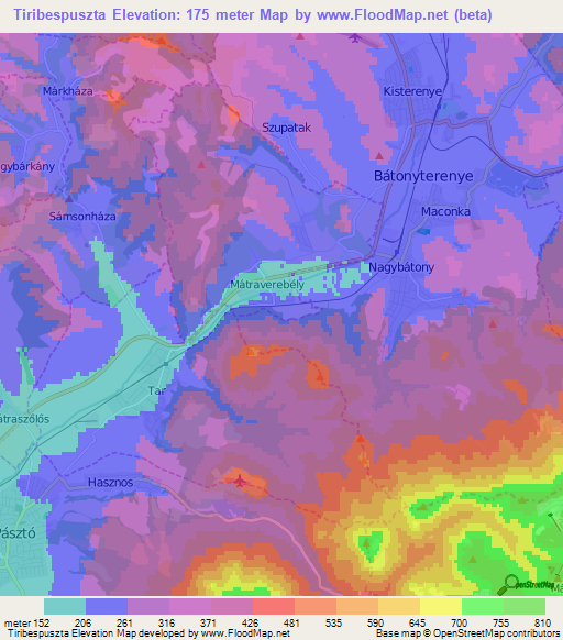 Tiribespuszta,Hungary Elevation Map