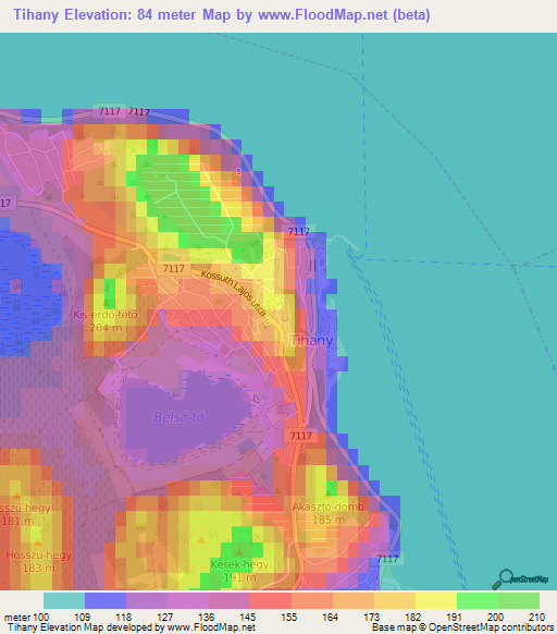 Tihany,Hungary Elevation Map