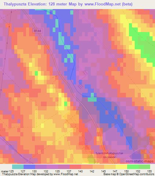 Thalypuszta,Hungary Elevation Map