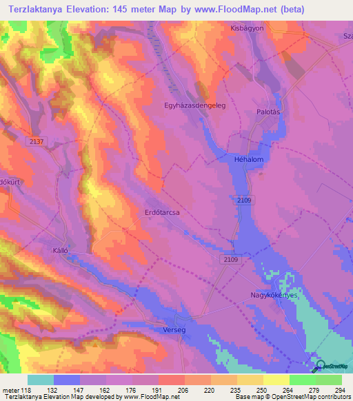 Terzlaktanya,Hungary Elevation Map